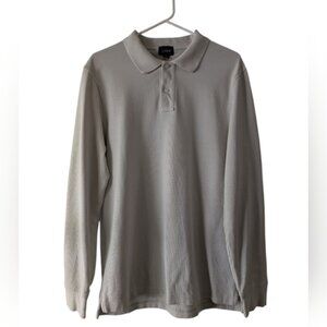 J.Crew Long Sleeve Polo Shirt Men’s Medium Beige Classic Cotton